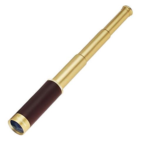Telescope Brass Spyglass Pirate Monocular, Waterproof Pocket Mini Telescope Monocular, 25x30 Zoomable Collapsible Vintage Monocular for Navigation Voyage View Watching Games Travel Hiking Hunting Cover