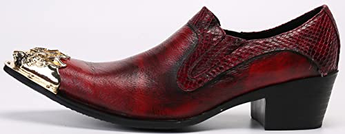 Santimon Men's Loafers Lion Metal Tip Pointed Toe Slip-On Fashion Casual Party Wedding Leather Shoes2