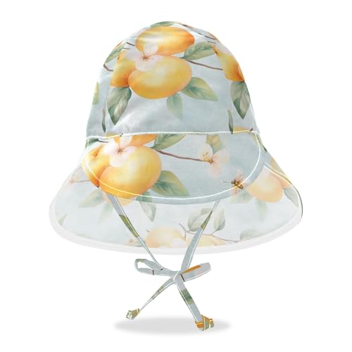 KLL Cute Apricot Fruit Silver Toddlers Beach Hat Baby Boys' Water Hats Baby Girls UV Protection Neck Flap Traveling Camping Hat