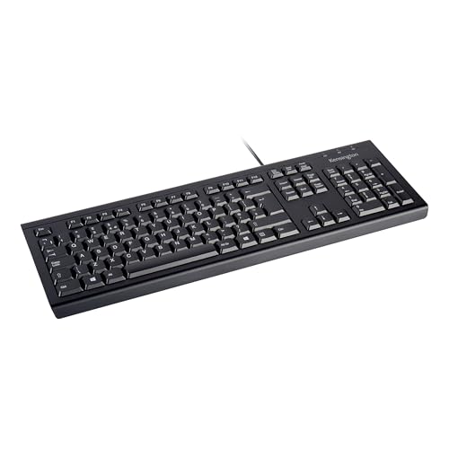 Kensington KB100 Clavier Filaire EQ, QWERTY, Compatible avec Windows et MacOs, Design étroit Anti-déversement, boîtier et Touches à 60% fabriqué à partir de matériel recyclé Post-consommateur