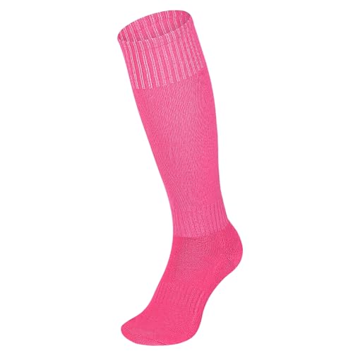 Linkidea 2 Pairs Knee High Pink Soccer Socks for Child Age 7-11, Kids Breathable Unisex Long Sleeve Sports Socks, Team Sport OTC Cushion Long Tube Socks (Pink)