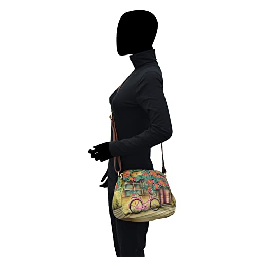 Image of Anuschka Women's Leather Shoulder Bag - Hand-Painted Genuine Leather Handbag with Adjustable Strap - 691, Shoulder Bag