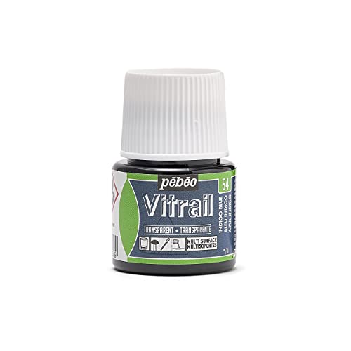 PEBEO Peinture vitrail, Bleu Indigo, 45ML, Set de 45 Pièces