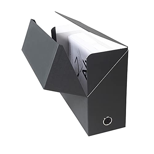 Exacompta - Réf. 89421E - 1 Boîte transfert en papier toilé - Dos 120 mm - Avec un œillet en métal - Pour format A4 - Dimensions 25,5 x 34 x 12 cm - Couleur noir -...