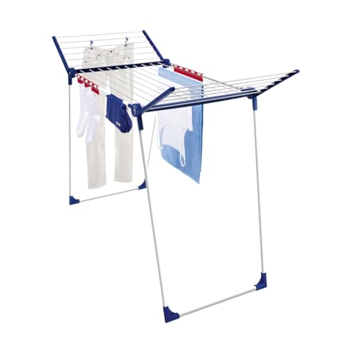 Leifheit Tendedero con alas Pegasus 180 Solid Plus, tendedero de ropa plegable con alas para prendas largas, estable tendedero exterior e interior
