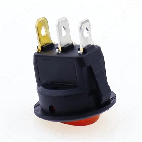 Interruptor basculante redondo ON-OFF SPST luz roja 220V 12V para componentes electrónicos de panel 3