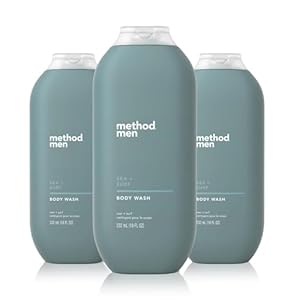 Method Men Body Wash, Sea + Surf, Paraben and Phthalate Free, 18 FL Oz (Pack of 3),Softening