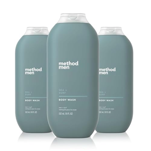 Method Men Body Wash, Sea + Surf, Paraben and Phthalate Free, 18 FL Oz (Pack of 3),Softening