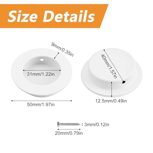 MOROBOR 4pcs White Round Recessed Handle - Image 2
