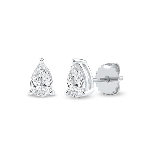 IGI Certified 1.00Ct TDW Lab Grown Diamond Solitaire Stud Earrings – Round, Pear, Oval, Emerald Shapes in 14k Yellow, White Gold