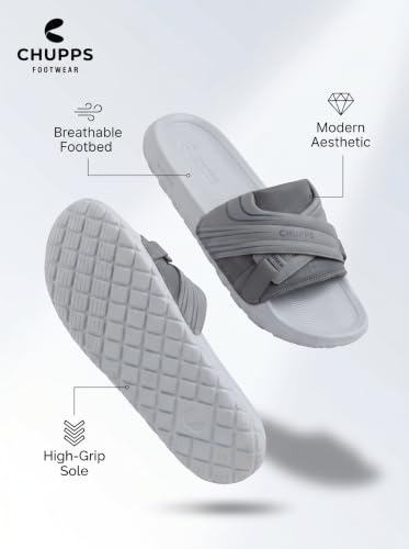 Image of CHUPPS Vertex Black Drift Orthopedic Slippers | Soft Footpharma Footbed | Breathable Ventilation Holes | Lightweight Flip Flops | Anti-Skid Chappals for Everyday For Mens