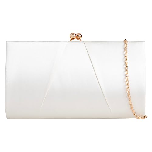 UShopUK Sac à main en satin pour mariage, soirée, ivoire, medium