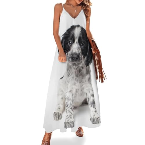 Robe longue dalmatien femme sans manches fluide pour look plage et vacances maxi