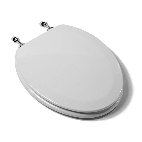 Bath Décor 1F1E6-00CH Premium Molded Wood Toilet Seat, White/Chrome