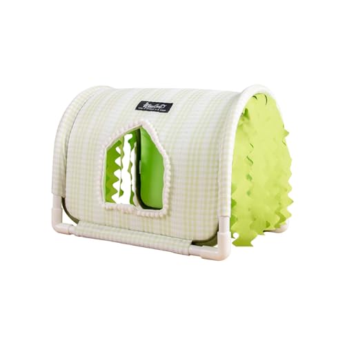 Guinea Pig Hideout No Bottom Guinea Pig Bed Easy to Clean Rabbit Hideout Bunny Beds - Small Animal Indoor Habitat for Chinchilla Ferret Hedgehog Flower-Branch Mouse (Green)