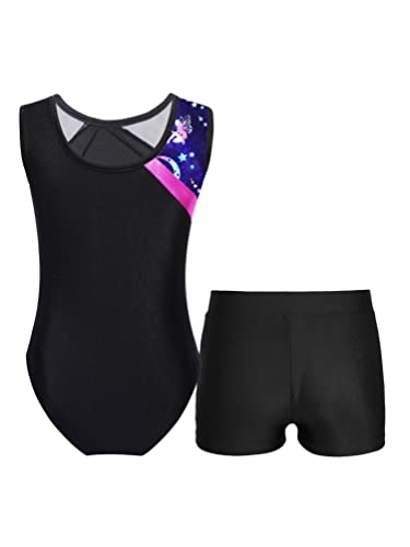 Kids Girls Gymnastics Dance Leotard with Boyshorts Set Biketards Athletic Ballet Unitard Tracksuits2