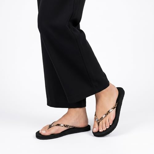 Image of Womens Slim Leather Comfortable Flip Flops Summer Beach Thong Sandals Arch Support Non Slip
