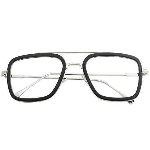 Image of Kursan Polarized Tony Stark Sunglasses for Men Women Vintage Square Metal Frame Iron Man and Spider-Man Eyeglasses