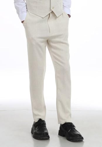 Boys Linen Dress Pants for Toddler Boy School Uniform Pants Adjustable Waist3
