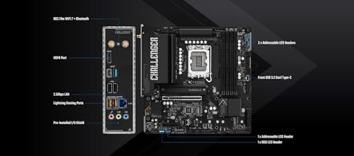 Image of ASRock B860M Challenger WiFi mATX Motherboard, Intel Core Ultra (Series 2), DDR5 8666+ (OC), PCIe 5.0, 2.5G LAN, WiFi 7, Dr.MOS