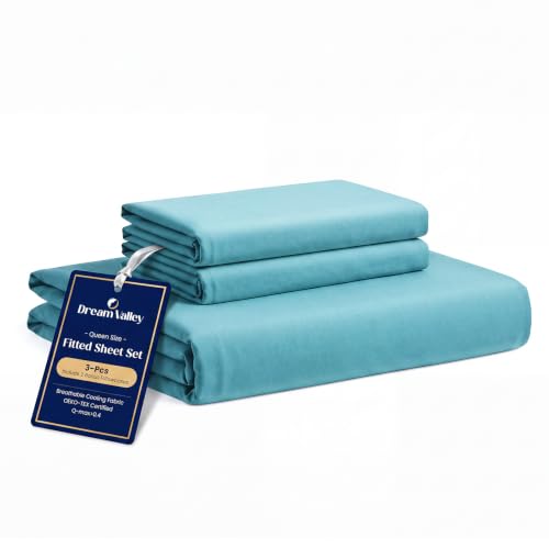 Dream Valley King Cooling Fitted Sheet Set 3-Pcs 15" Deep Pocket Dream Blue - image 1