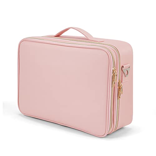 Trousse Maquillage Sac Maquillage Grand Makeup Bag Boite Rangement Maquillage Vanity et Trousses à Maquillage Professionnel Malette Maquillage Malette Rangement Maquillage Vanity Femme, Rose