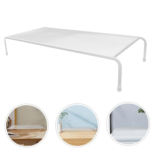 Soporte elevador para monitor de malla de hierro blanco 7