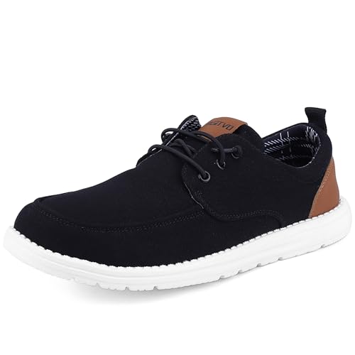 Image of ASITVO Men's Wide Canvas Loafers Slip on Boat Walking Shoes Casual Dress