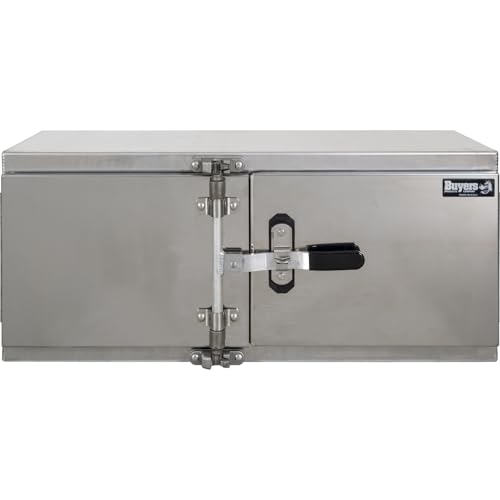 Image of Buyers Products 1762603, 18x18x48 Smooth Aluminum Underbody Truck Tool Box with Double Barn Door, Heavy‑Duty 0.125 in Aluminum, Cam‑Lock Hardware, Rain Gutter Seal, Universal Mount
