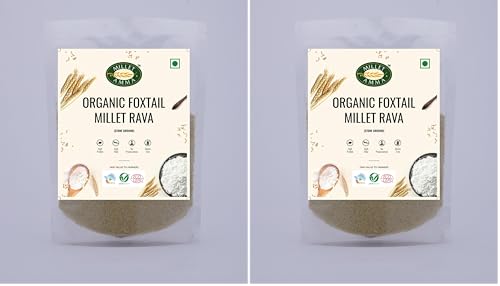 Image of Millet Amma CERTIFIED ORGANIC Foxtail Millet Rava - Pack of 2, 1 kg, High Protein, High Fibre, Stone Ground, Healthy and Organic Foods, Vegan, Nutrient Rich, Healthy Living
