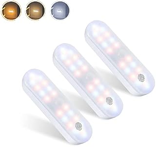 MERTTURM Wireless Motion Sensor Light, 3 Motion Modes x 3 Colors x Brightness Dimmable Magnetic Cabinet Light, 1600mAh Rechargeable&Touch Control Night Light to Wardrobe, Closet, Hallway, Stair[3PACK]
