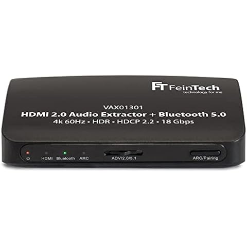 FeinTech VAX01301 HDMI Audio Extractor Adapter Converter Splitter 5.1 with Bluetooth Transmitter 4K 60Hz ARC Cover