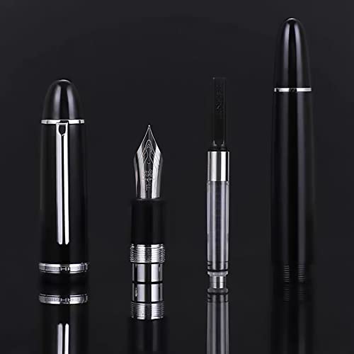 Image of Jinhao X159 Fountain Pen #8 Medium Nib, Black with Silver Clip Acrylic Big Size Writing Pen