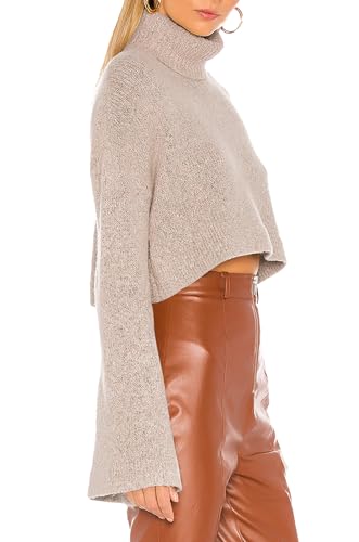 Jumppmile Women's Crop Sweater Turtleneck Long Sleeve Lightweight Fleece Cropped Pullover Sweater Top2