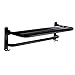 Black Wall-Mounted Towel Rack Double Layer Hook Space Aluminum 90 Folding Bathroom Rack Simple and Modern 60cm (60cm) (40cm)