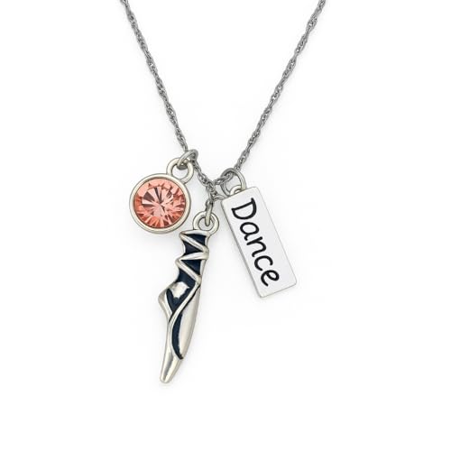 Sportybella Ballet Necklace – Dance Jewelry With Pink CZ Ballet Shoes Charm Pendant, Gift for Dancers and Dance Recitals