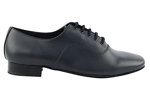 Very Fine Dance Shoes - Mens Standard, Smooth, Waltz Ballroom Dance Shoes - S301-1-inch Heel and Foldable Brush Bundle - Black Leather - 10.5