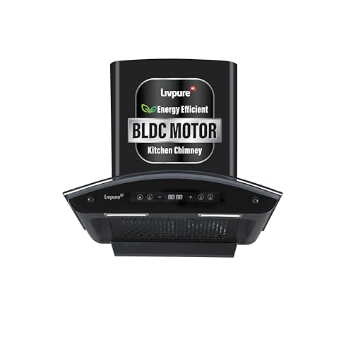 Image of Livpure Invicto 60 cm | Curved Glass | 1400 m /hr Suction | BLDC Motor | Filterless | Touch & Gesture Control | Low Noise | 10 Years Motor + 2 Years Comprehensive Warranty | Black