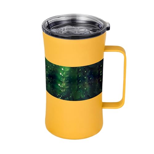 Gupcaqosjw Vaso Termico Pequeño con Asa - Taza De Acero Inoxidable Con Tapa - Cierre Hermético 600 Ml Para Café, Té Y Bebidas Frías Y Calientes