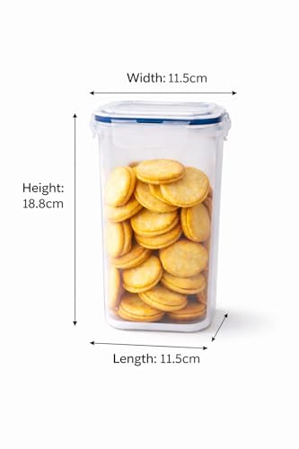 Image of LocknLock Airtight Food Storage Containers 1.2 Litre (Pack of 3) | BPA Free Plastic Kitchen Storage Dabba Set | Leakproof 4 Side Lock | Stackable Square Fridge Organizer | Transparent