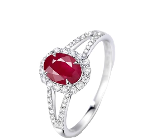 Aienid Size 8 Ring Pack Ruby Ring Real 18K White