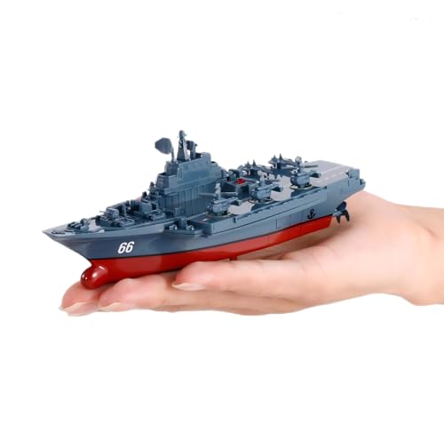 Ouhgnoh Military Remote Control Aircraft Carrier Model 2.4G No Antenna RC Boat Ship Yacht Speedboat Electric Water Kids Toy (Blue)