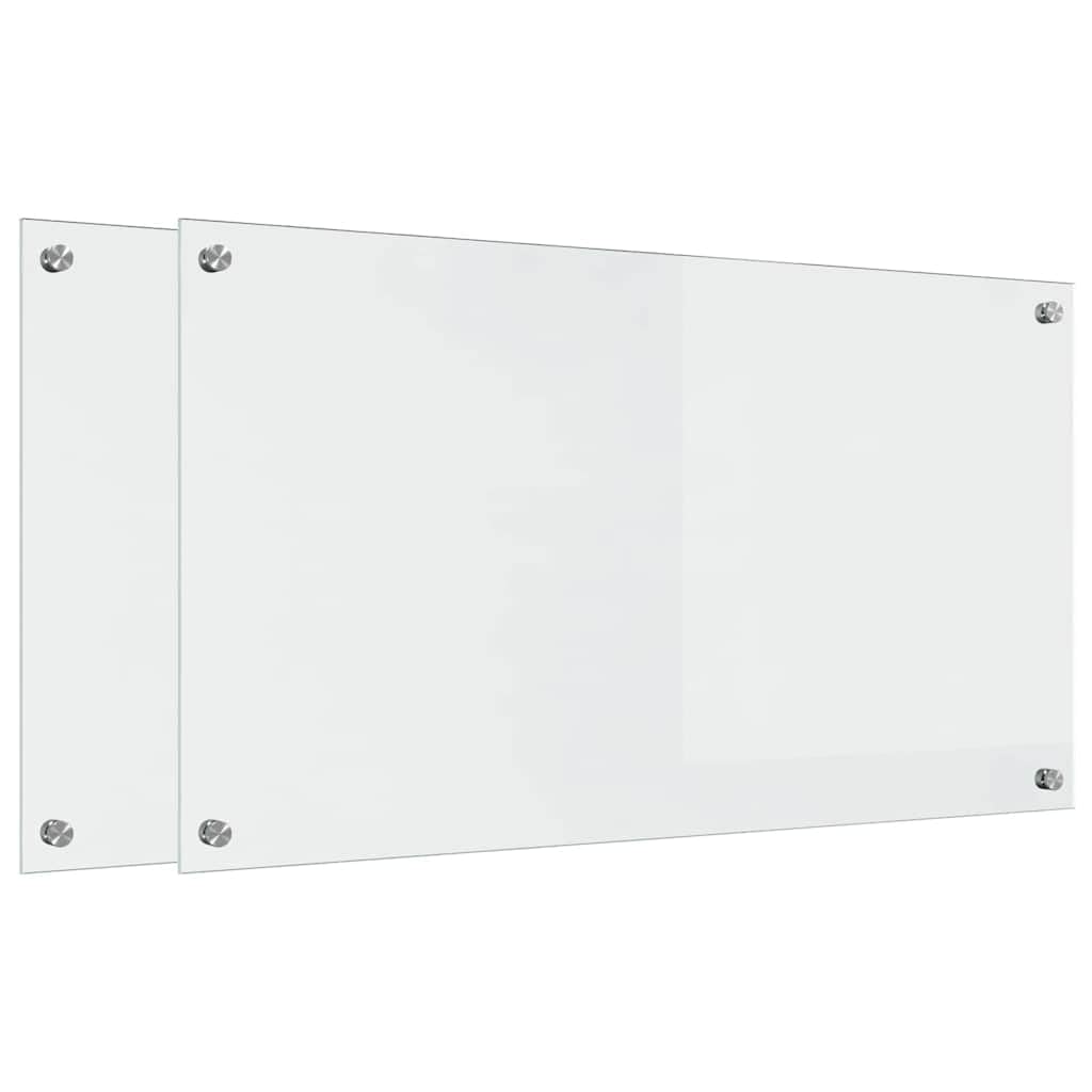 vidaXL Schienale da Cucina 2 PCS Trasparente 90 x 50 cm, Design da Cucina alla Moda: Schienale in Vetro, Parete Resistente al Calore, estetica Moderna per la ristrutturazione