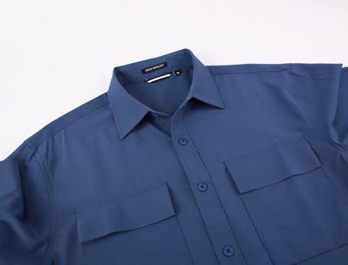 Alex Vando Mens Button Down Shirts Two Pockets Long Sleeve Casual Dress Shirt for Men
