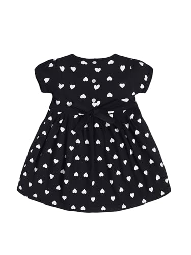 Image of Babeezworld Cotton Baby Girl Dress - Knee Length fit and Flare Dress Frock jhabla (Black; 1-2 Years)