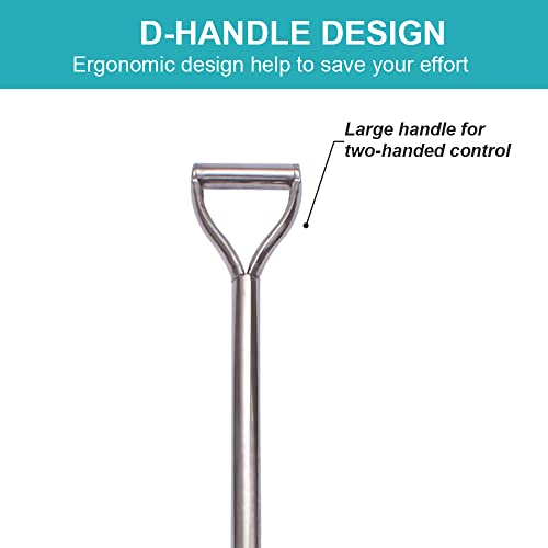 LUBAN Schaufel aus Edelstahl, Länge:80, Rund Schaufel aus Metall mit mit D-Griff, rostfreie Spatenschaufel mit spitz zulaufendem Blatt, für Gartenarbeit, Camping, Transplantation