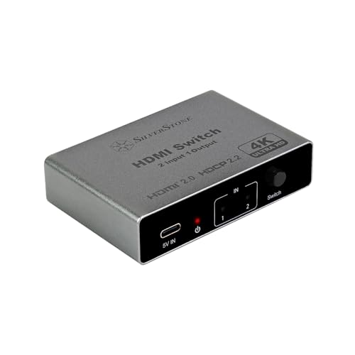 Silverstone Technology HSW21 HDMI 2.0 4K Switcher 2 in 1 Out, SST-HSW21