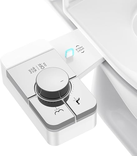 Vestomeli Upgrade Bidet Attachment for Toilet Seat, Adjustable Angle Dual Nozzle, Self-Cleaning, Non-Electric Bidet Attachment for Rear & Feminine Wash, Controllable Fresh Cold Water Pressure