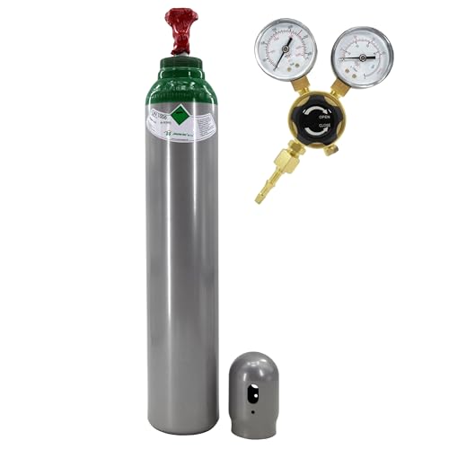 Bestschweissen.de Argon-Schutzgasflasche mit Argon-Druckregler – 8 l, 200 bar gefüllt + Mini-Ar/CO2-Druckregler BestSchweissen.de für WIG-, MIG- und MAG-Schweißen