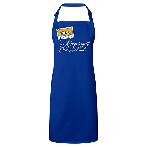 Tablier cuisine bleu vintage contre les taches de cuisson pour cuisiner avec style rétro 90's